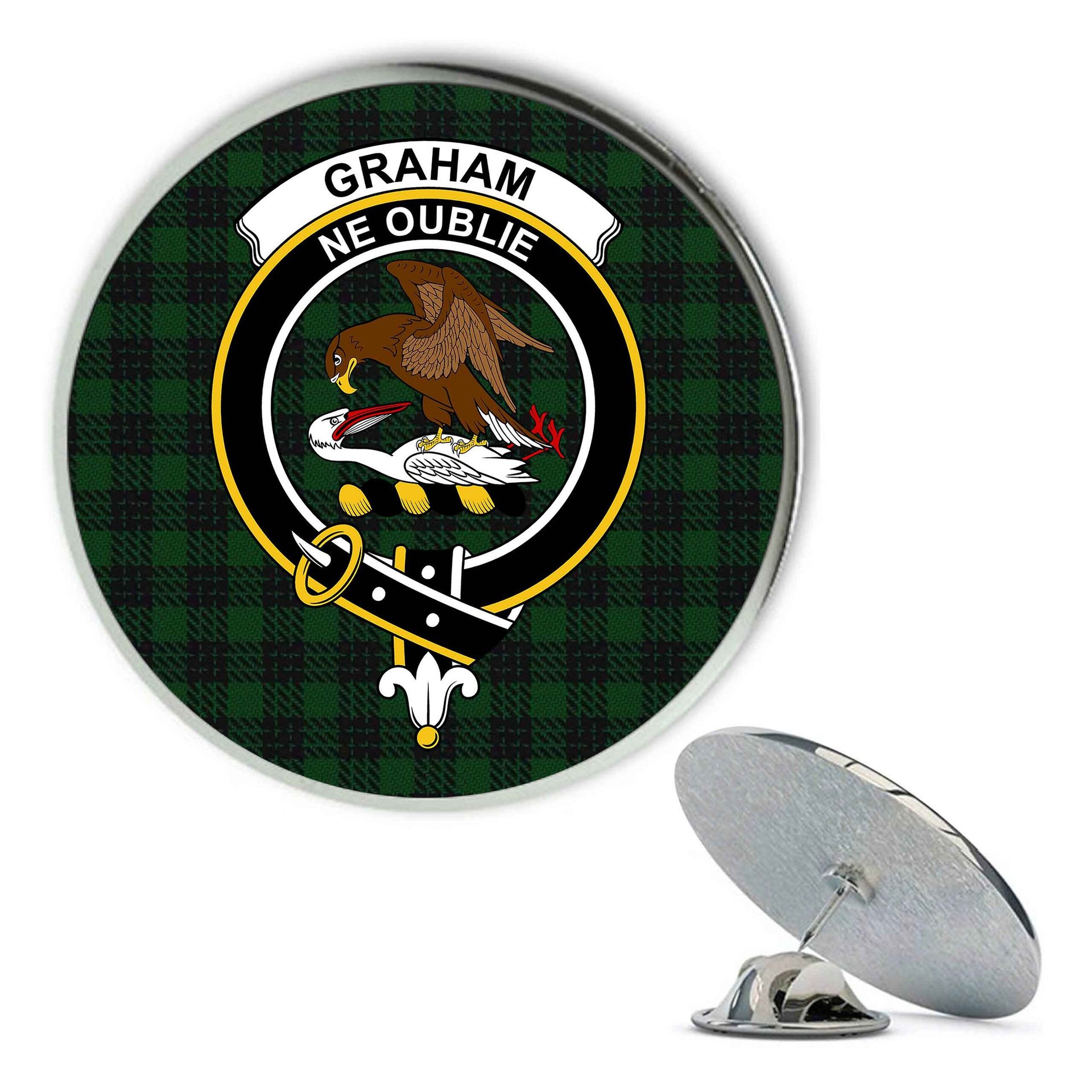 ScotsTee Shop Scottish Graham Metal Tartan Lapel Pin Scottish Clan Crest Badge