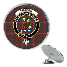 ScotsTee Shop Scottish Fraser Ancient Metal Tartan Lapel Pin Scottish Clan Crest Badge