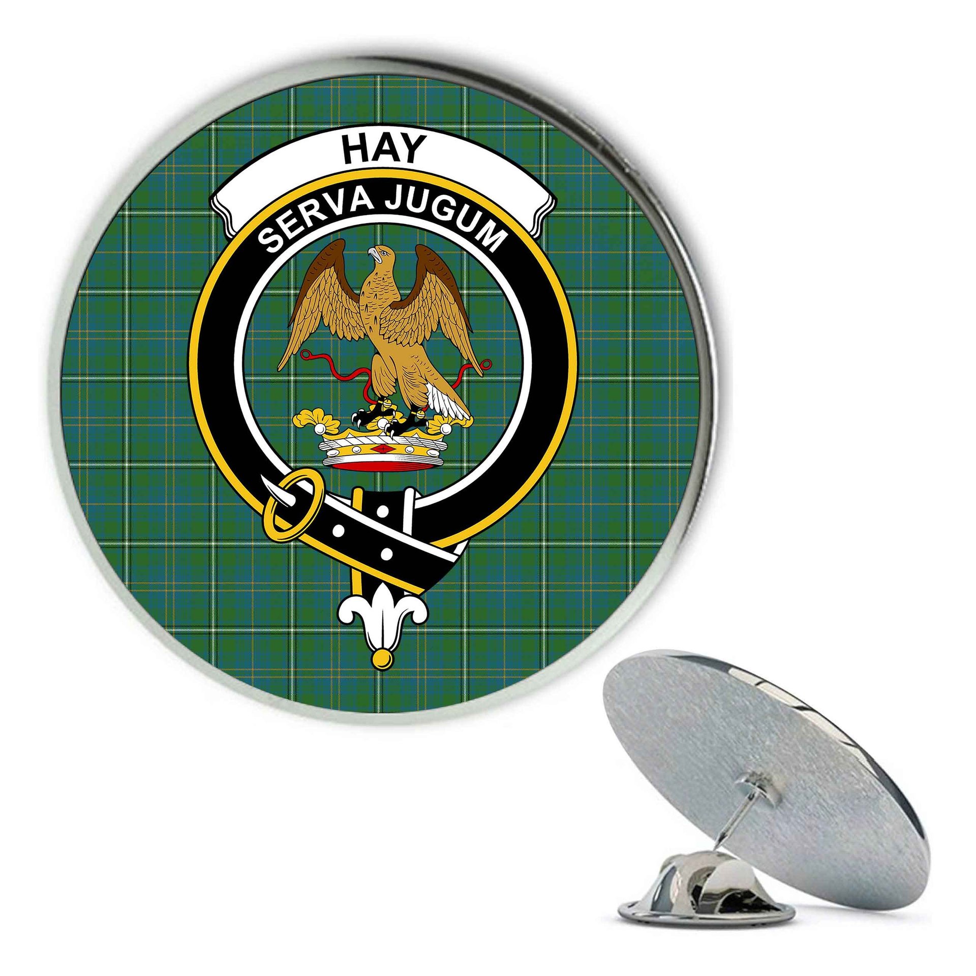 ScotsTee Shop Scottish Hay Hunting Ancient Metal Tartan Lapel Pin Scottish Clan Crest Badge