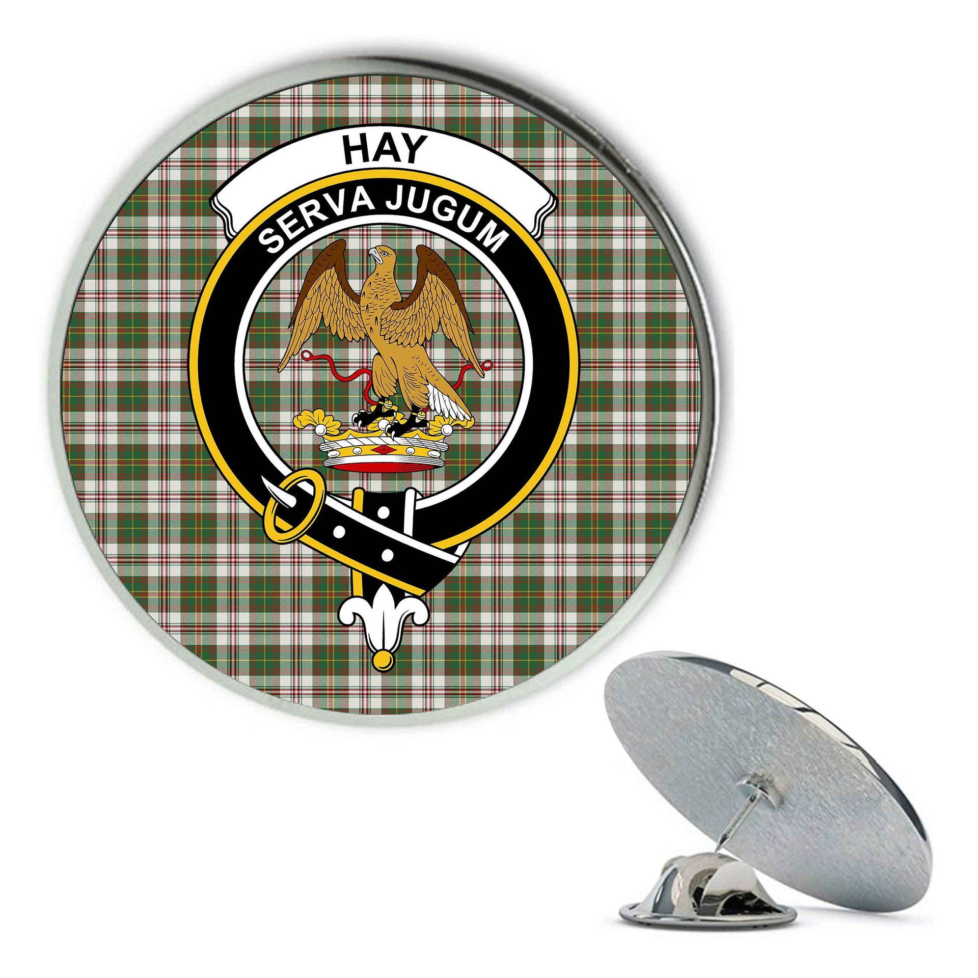 ScotsTee Shop Scottish Hay Dress Modern Metal Tartan Lapel Pin Scottish Clan Crest Badge