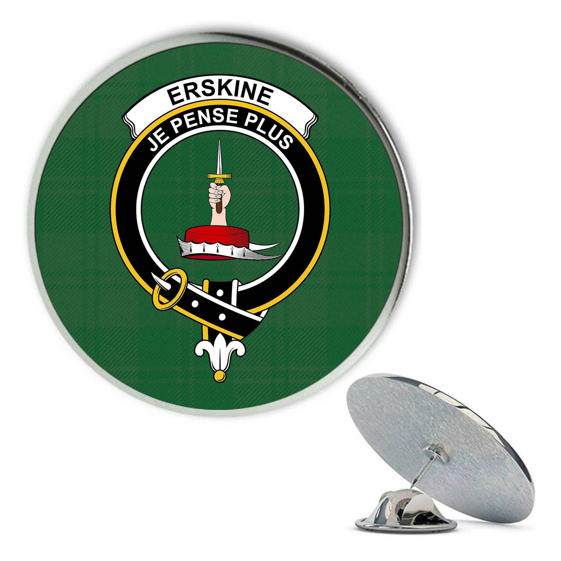 ScotsTee Shop Scottish Erskine Hunting Ancient Metal Tartan Lapel Pin Scottish Clan Crest Badge
