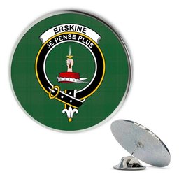 ScotsTee Shop Scottish Erskine Hunting Ancient Metal Tartan Lapel Pin Scottish Clan Crest Badge