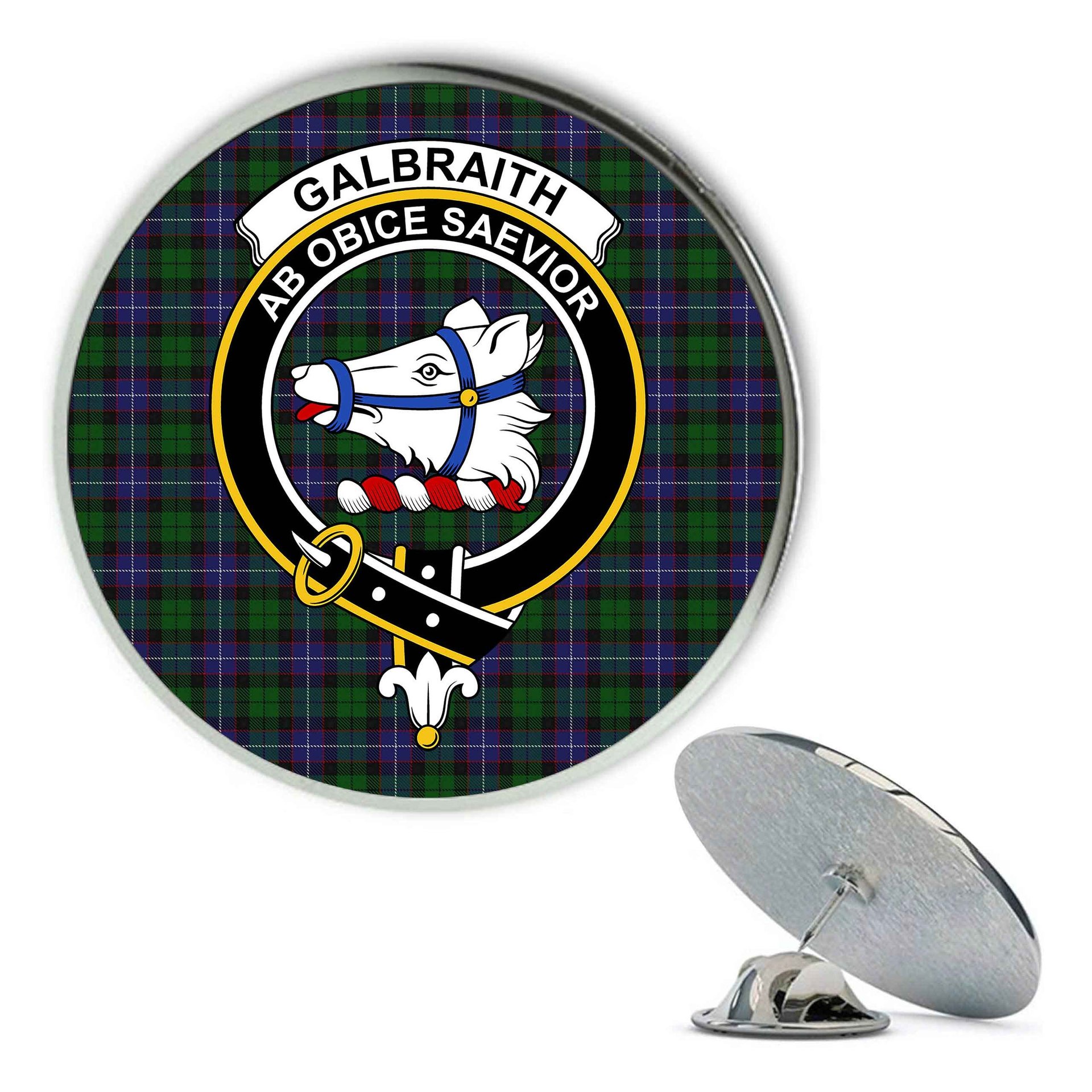 ScotsTee Shop Scottish Galbraith Metal Tartan Lapel Pin Scottish Clan Crest Badge
