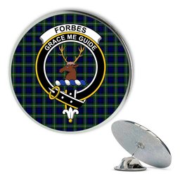 ScotsTee Shop Scottish Forbes Modern Metal Tartan Lapel Pin Scottish Clan Crest Badge