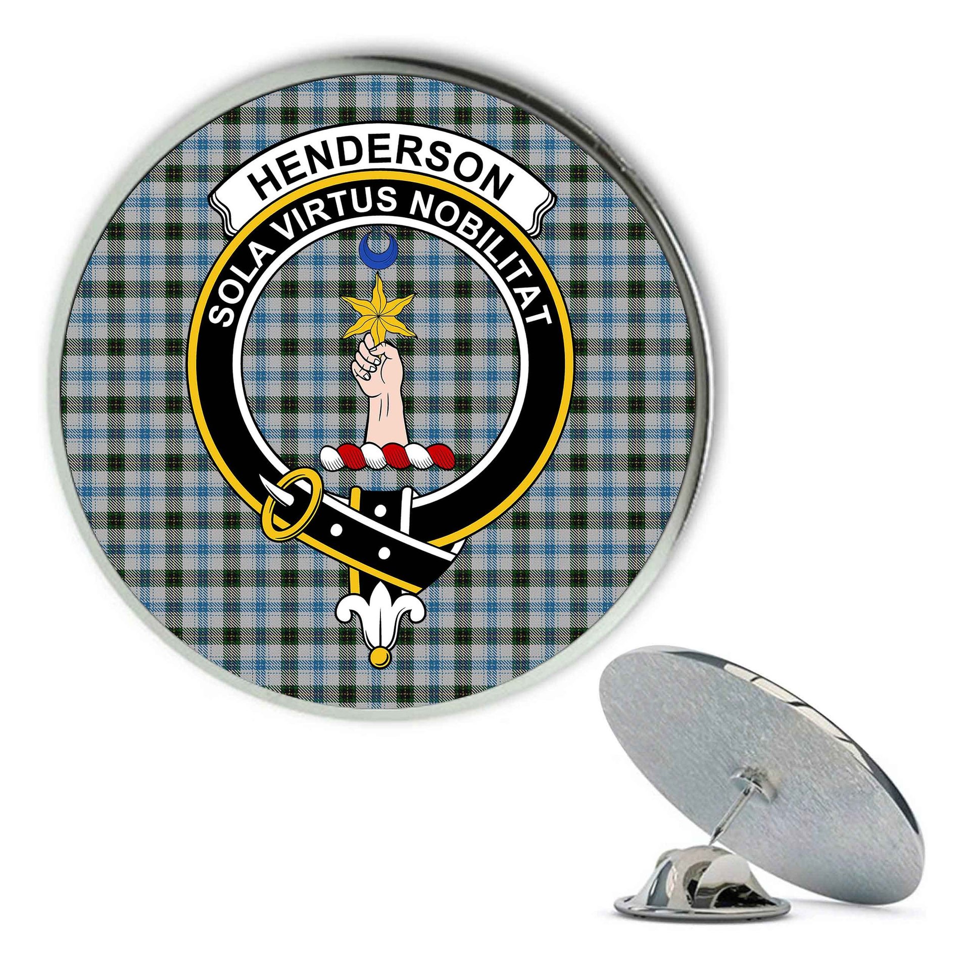 ScotsTee Shop Scottish Henderson Dress Metal Tartan Lapel Pin Scottish Clan Crest Badge