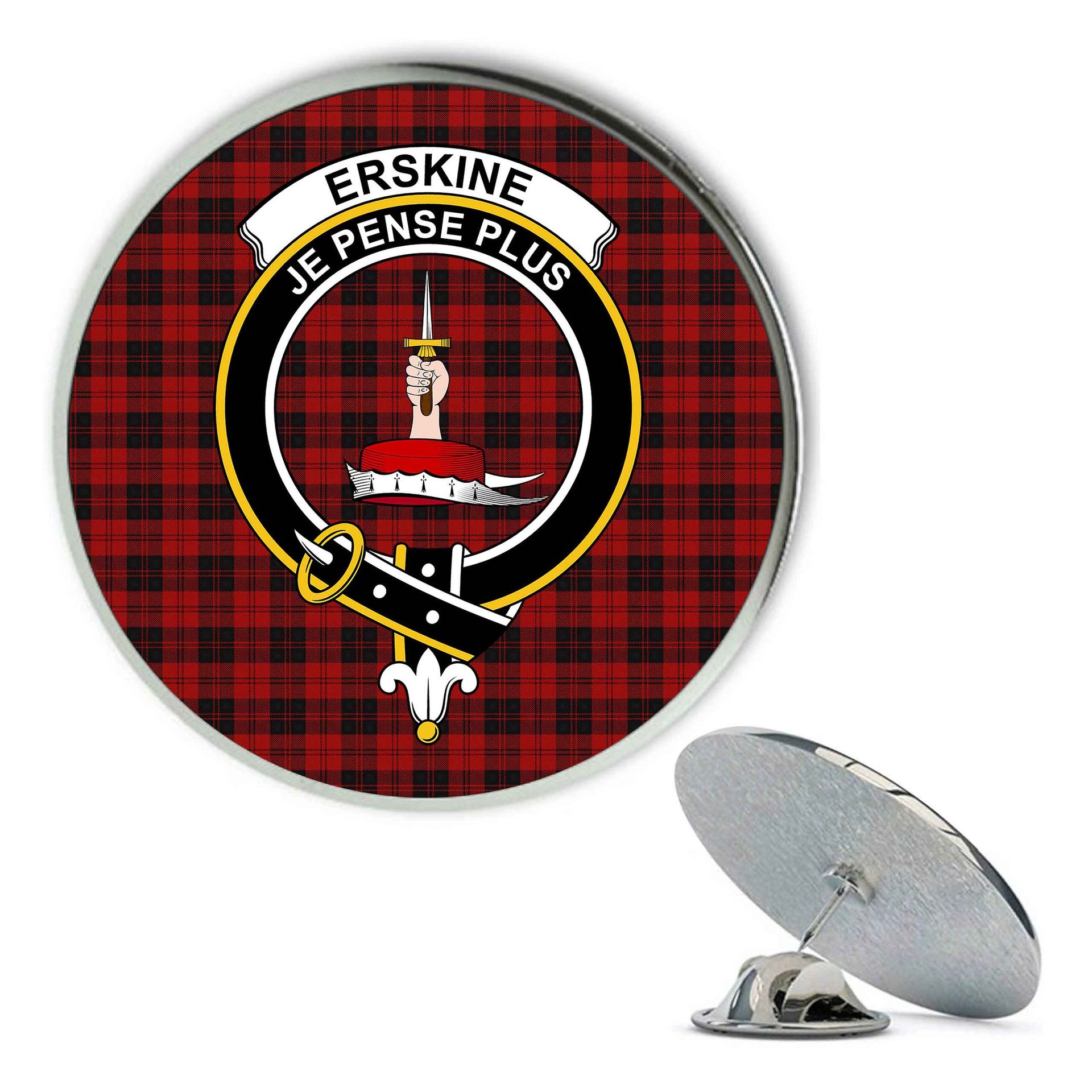 ScotsTee Shop Scottish Erskine MacGregor-Hastie Metal Tartan Lapel Pin Scottish Clan Crest Badge
