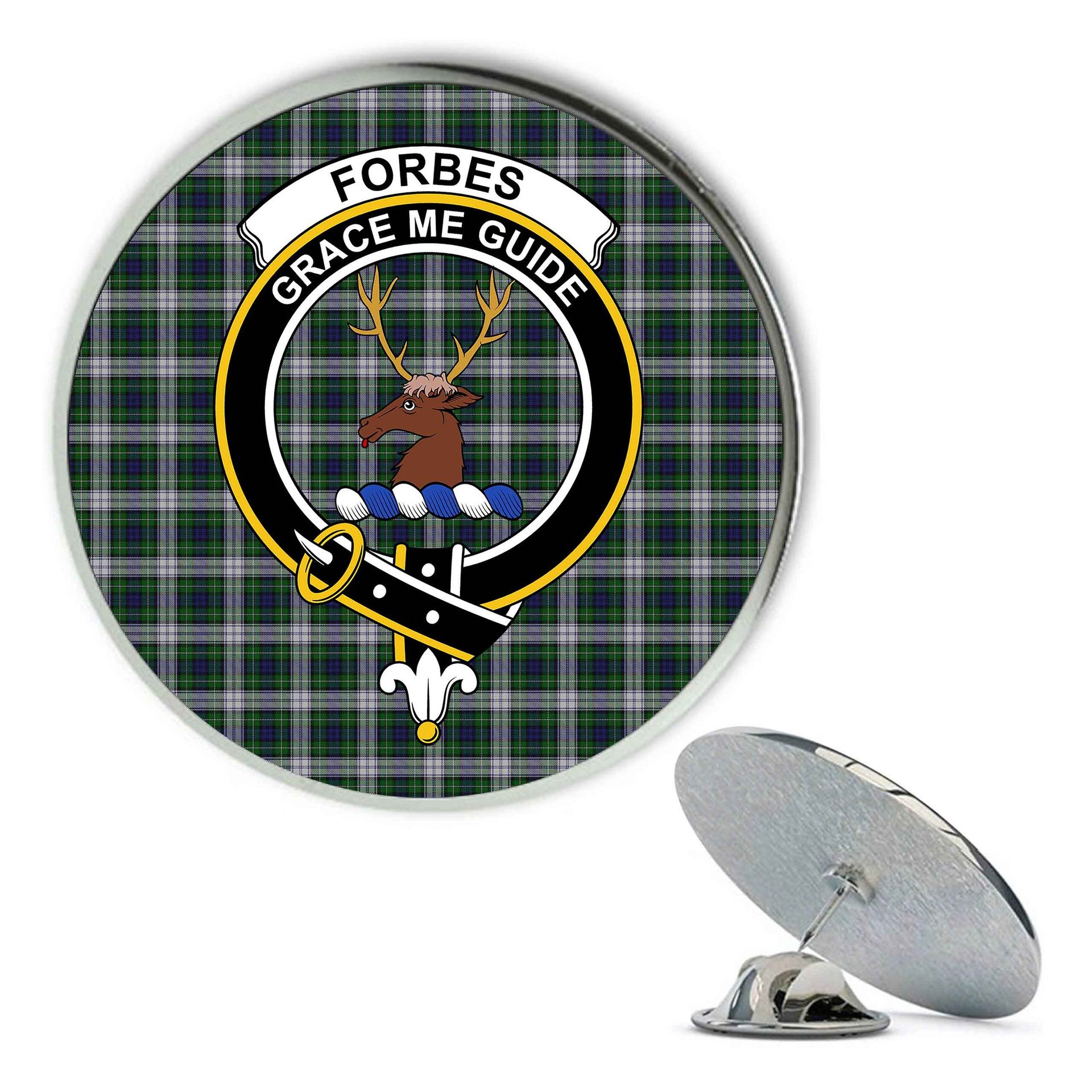 ScotsTee Shop Scottish Forbes Dress Metal Tartan Lapel Pin Scottish Clan Crest Badge