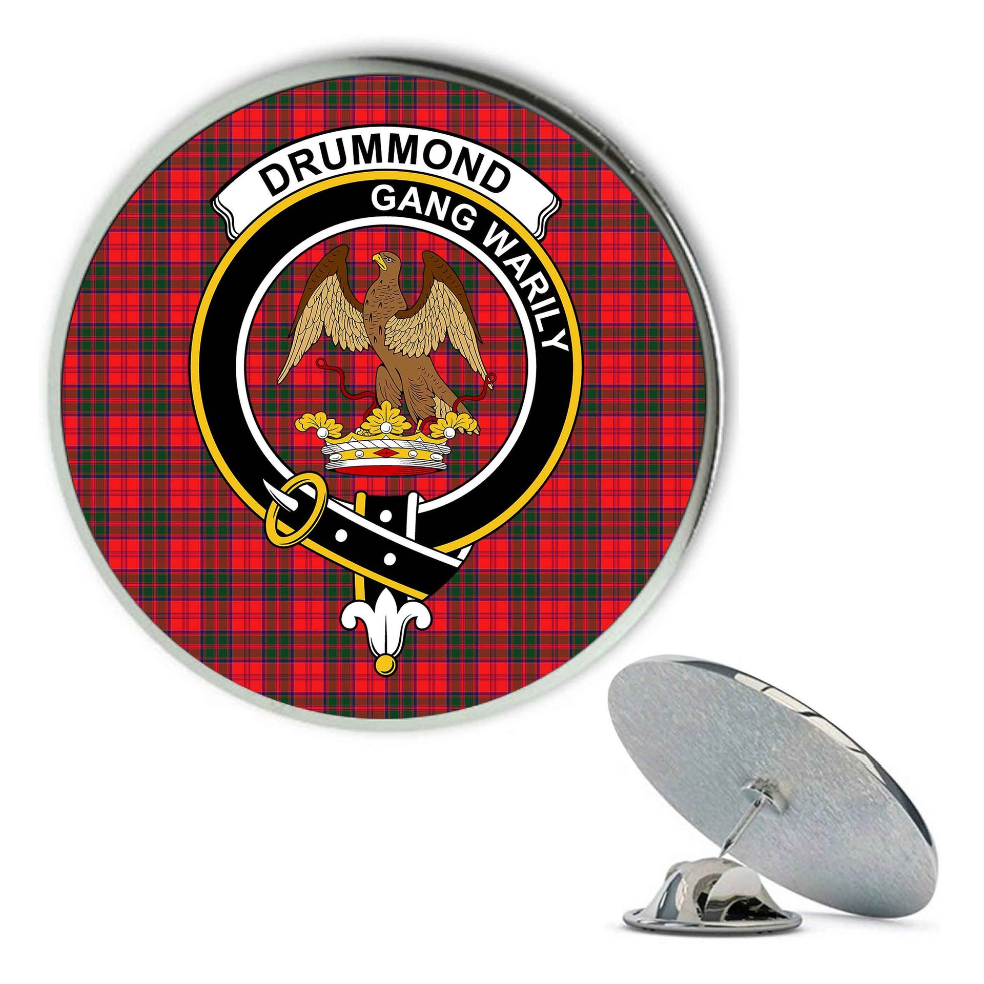 ScotsTee Shop Scottish Drummond Modern Metal Tartan Lapel Pin Scottish Clan Crest Badge