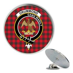 ScotsTee Shop Scottish Drummond Modern Metal Tartan Lapel Pin Scottish Clan Crest Badge