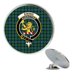 ScotsTee Shop Scottish Ewing Ancient Metal Tartan Lapel Pin Scottish Clan Crest Badge