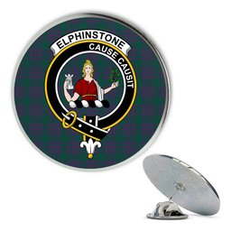 ScotsTee Shop Scottish Elphinstone Modern Metal Tartan Lapel Pin Scottish Clan Crest Badge