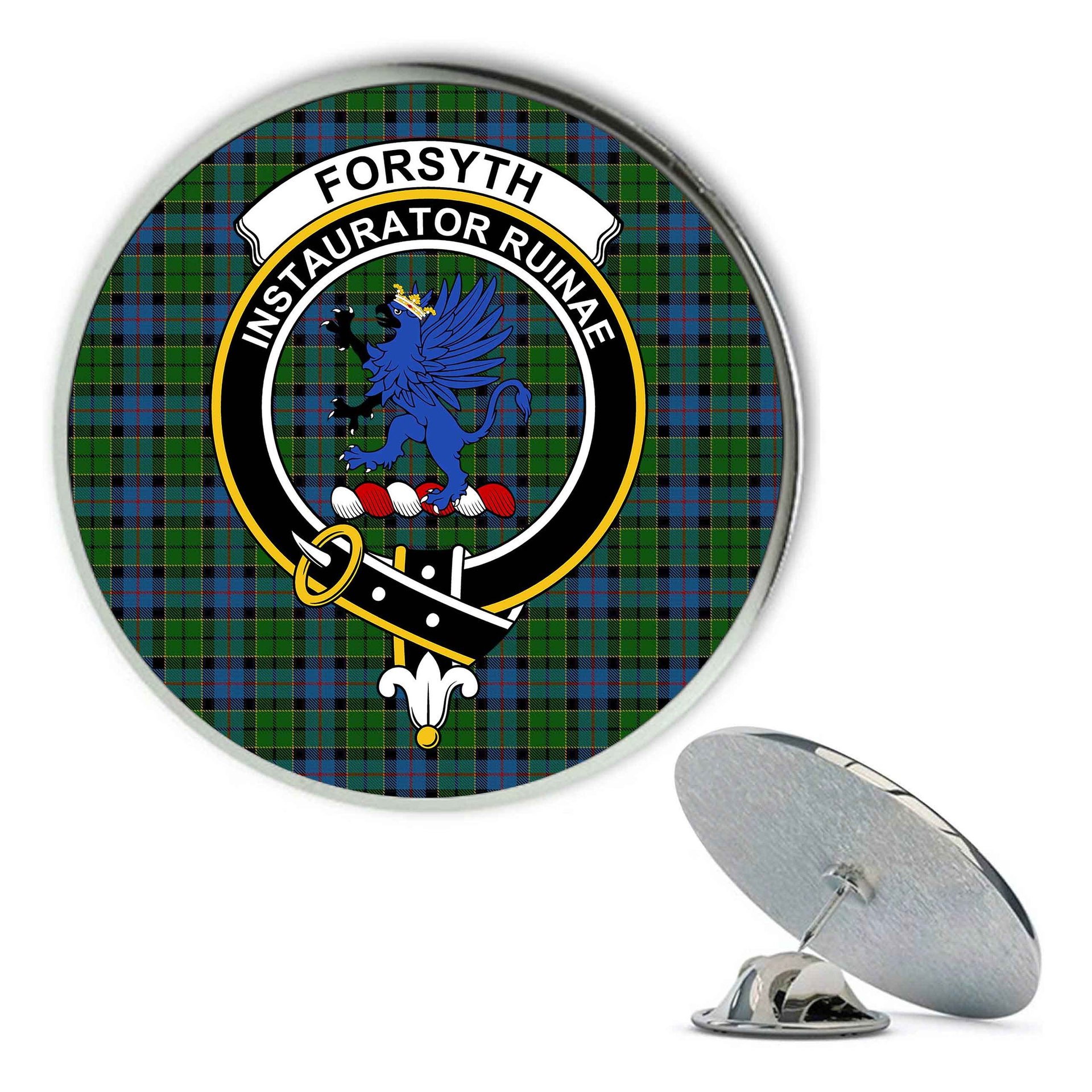 ScotsTee Shop Scottish Forsyth 1795 Metal Tartan Lapel Pin Scottish Clan Crest Badge