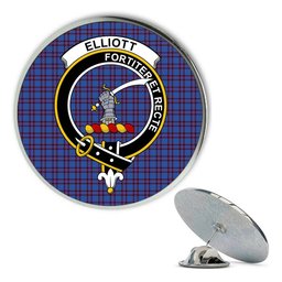 ScotsTee Shop Scottish Elliot Modern Metal Tartan Lapel Pin Scottish Clan Crest Badge