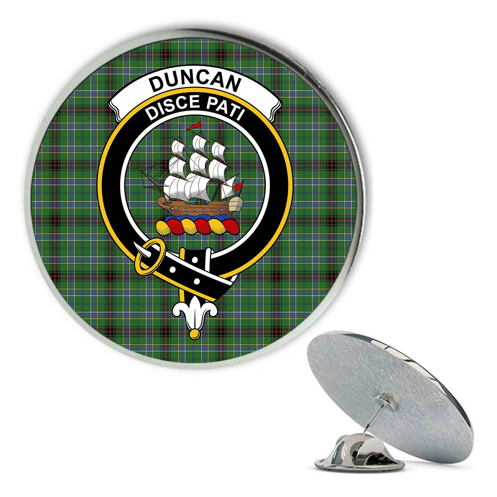 ScotsTee Shop Scottish Duncan of Sketraw Ancient Metal Tartan Lapel Pin Scottish Clan Crest Badge