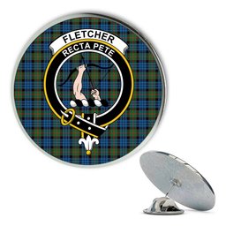 ScotsTee Shop Scottish Fletcher of Dunans Ancient Metal Tartan Lapel Pin Scottish Clan Crest Badge