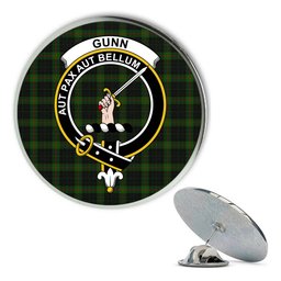 ScotsTee Shop Scottish Gunn VS Metal Tartan Lapel Pin Scottish Clan Crest Badge