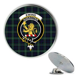 ScotsTee Shop Scottish Ewing Modern Metal Tartan Lapel Pin Scottish Clan Crest Badge