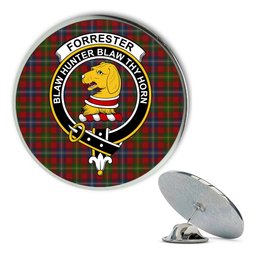 ScotsTee Shop Scottish Forrester Metal Tartan Lapel Pin Scottish Clan Crest Badge