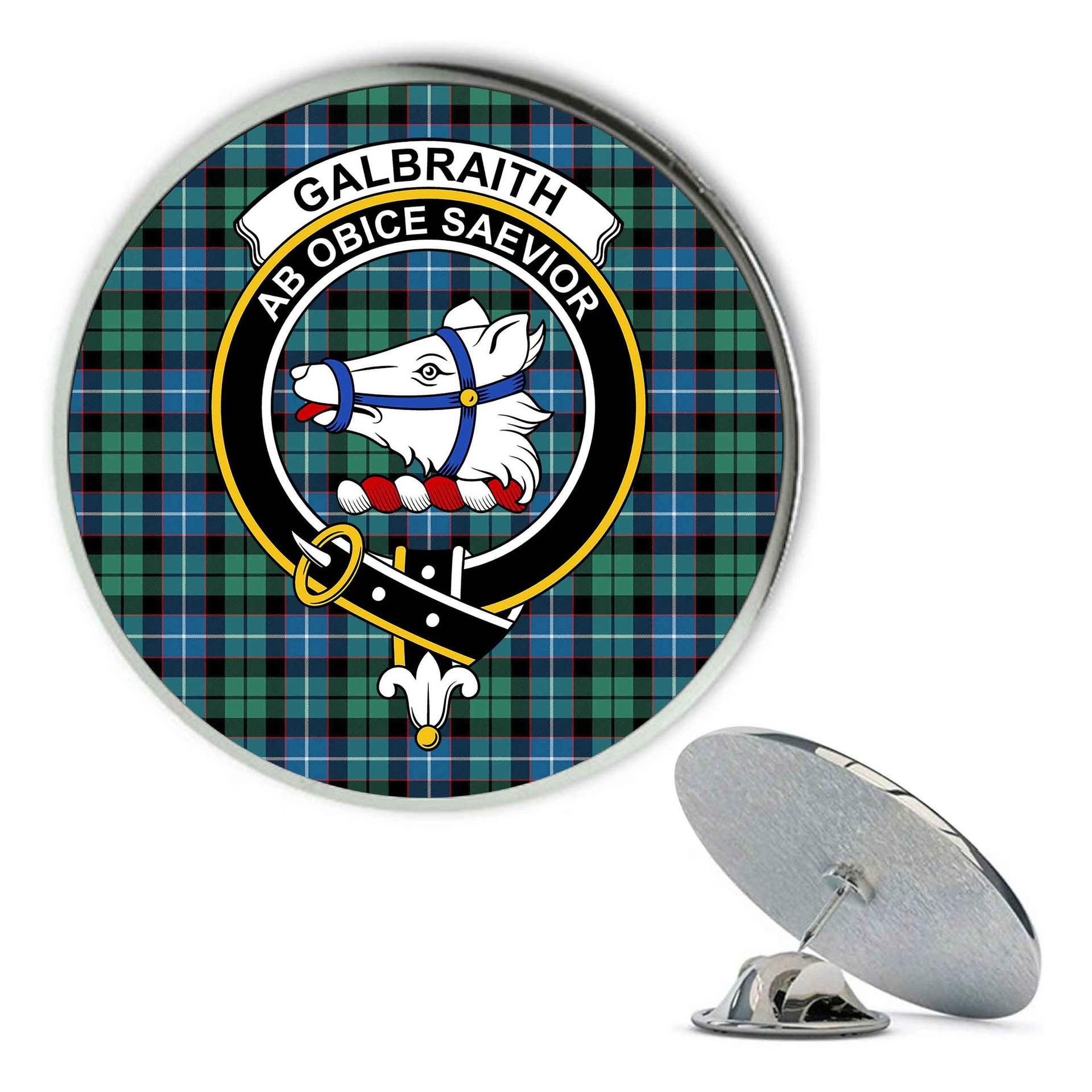 ScotsTee Shop Scottish Galbraith Ancient Metal Tartan Lapel Pin Scottish Clan Crest Badge