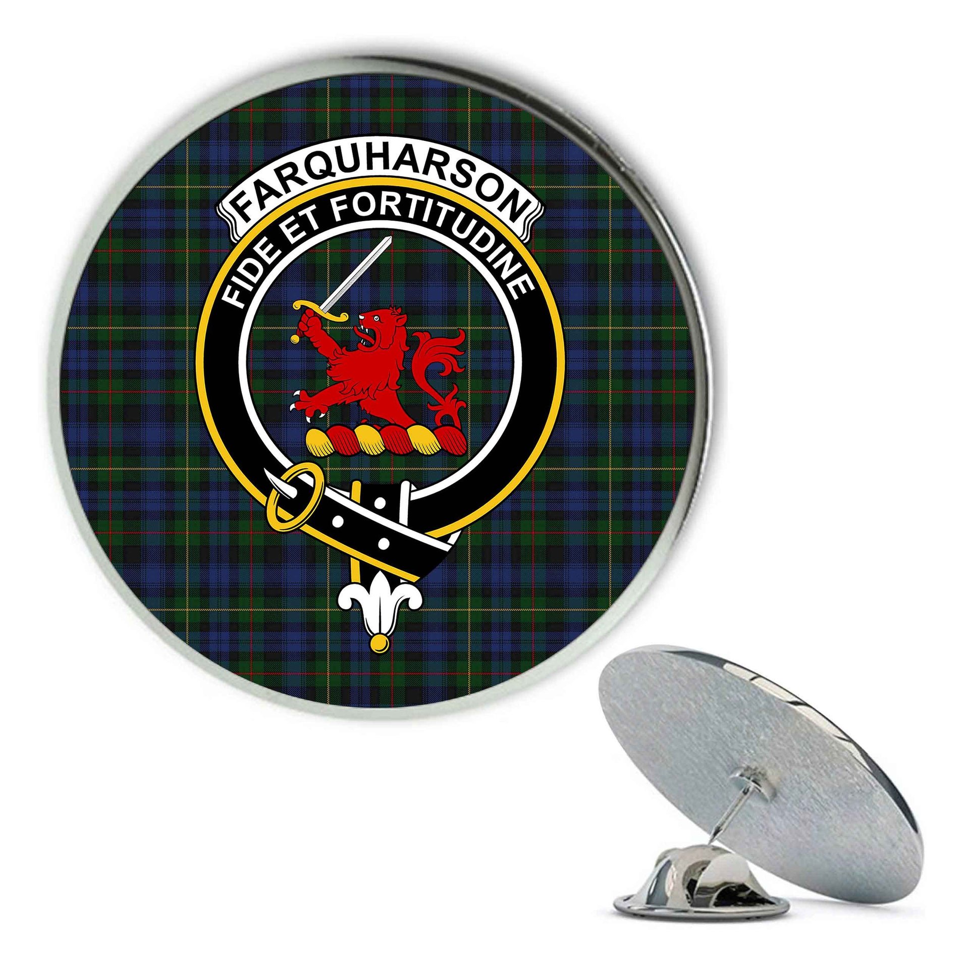 ScotsTee Shop Scottish Farquharson Vestiarium Scoticum Metal Tartan Lapel Pin Scottish Clan Crest Badge