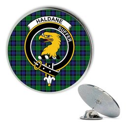 ScotsTee Shop Scottish Haldane Metal Tartan Lapel Pin Scottish Clan Crest Badge