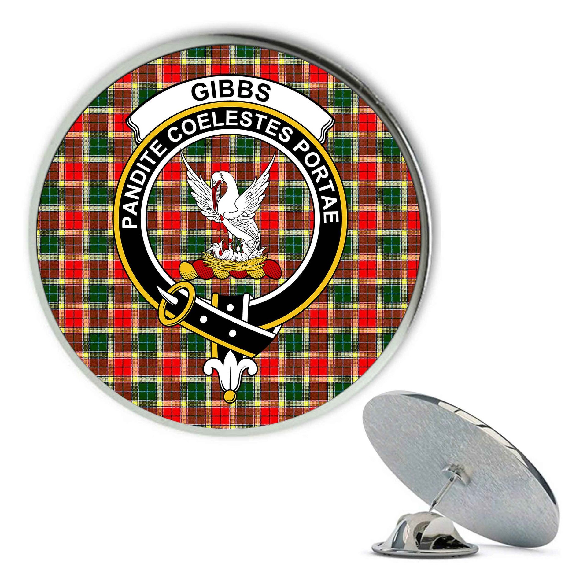 ScotsTee Shop Scottish Gibbs Metal Tartan Lapel Pin Scottish Clan Crest Badge