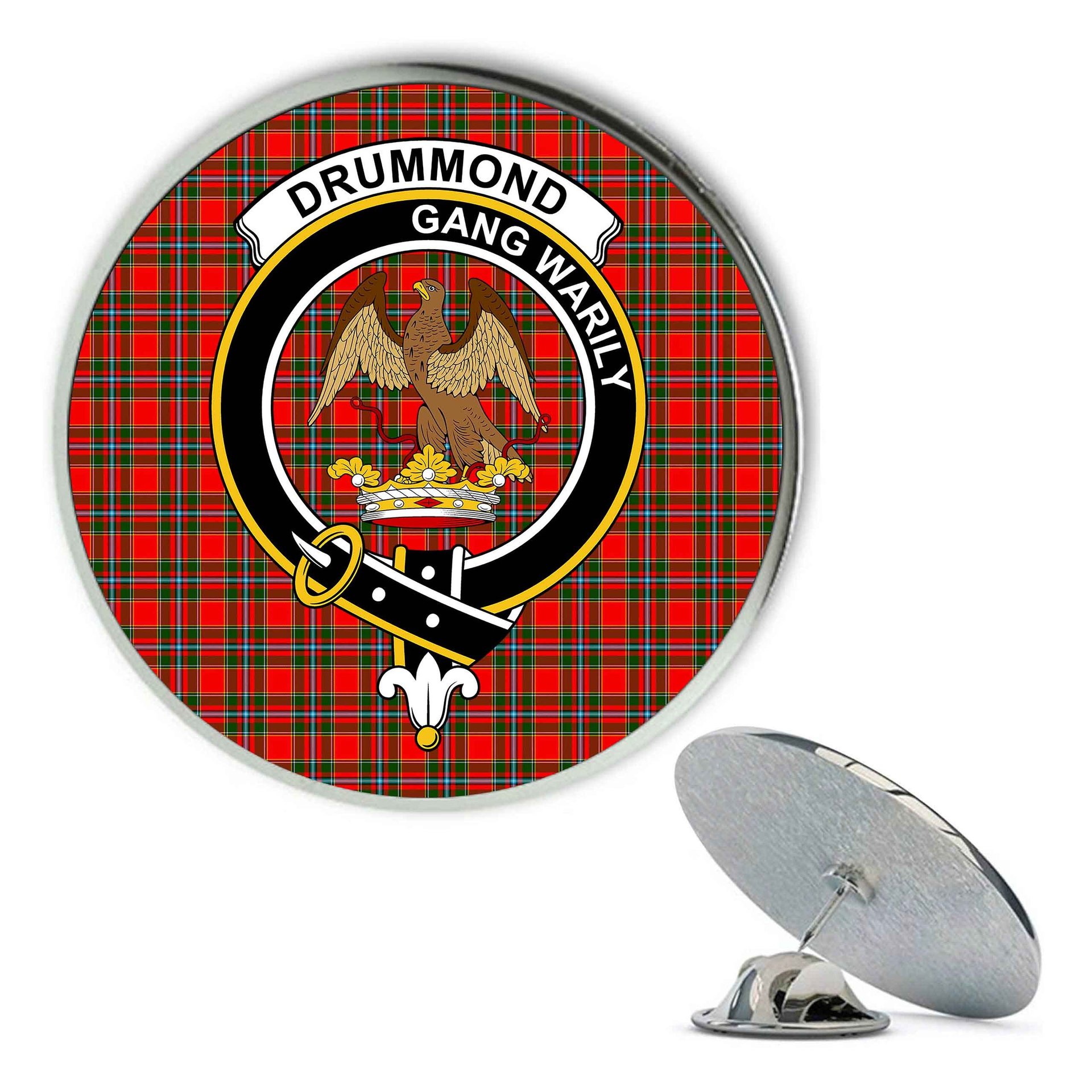 ScotsTee Shop Scottish Drummond of Perth Metal Tartan Lapel Pin Scottish Clan Crest Badge