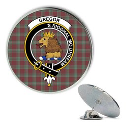 ScotsTee Shop Scottish Gregor Hunting Ancient Metal Tartan Lapel Pin Scottish Clan Crest Badge