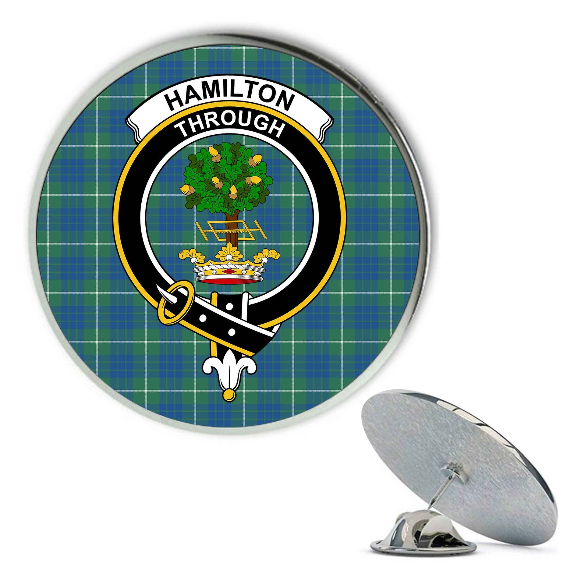 ScotsTee Shop Scottish Hamilton Hunting Ancient Metal Tartan Lapel Pin Scottish Clan Crest Badge