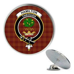 ScotsTee Shop Scottish Hamilton Red Metal Tartan Lapel Pin Scottish Clan Crest Badge