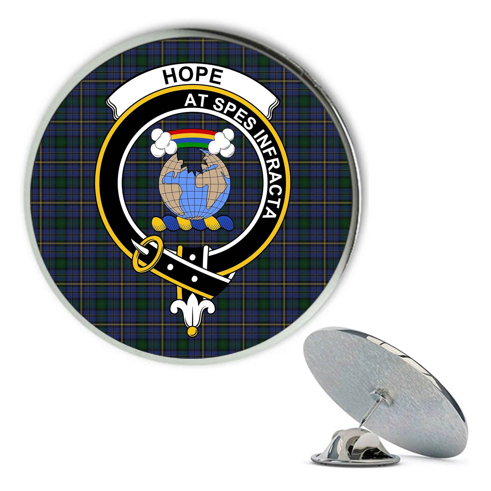 ScotsTee Shop Scottish Hope Vere 2 Metal Tartan Lapel Pin Scottish Clan Crest Badge