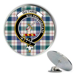 ScotsTee Shop Scottish Guthrie Dress Modern Metal Tartan Lapel Pin Scottish Clan Crest Badge