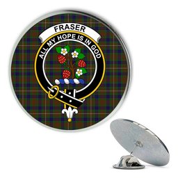 ScotsTee Shop Scottish Fraser Hunting 1 Metal Tartan Lapel Pin Scottish Clan Crest Badge