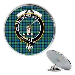 ScotsTee Shop Scottish Gunn Ancient Metal Tartan Lapel Pin Scottish Clan Crest Badge