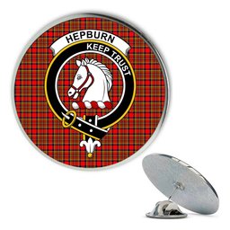 ScotsTee Shop Scottish Hepburn SC Metal Tartan Lapel Pin Scottish Clan Crest Badge