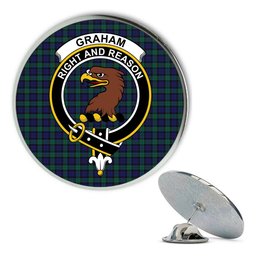 ScotsTee Shop Scottish Graham of Menteith Metal Tartan Lapel Pin Scottish Clan Crest Badge