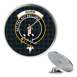 ScotsTee Shop Scottish Gunn Metal Tartan Lapel Pin Scottish Clan Crest Badge