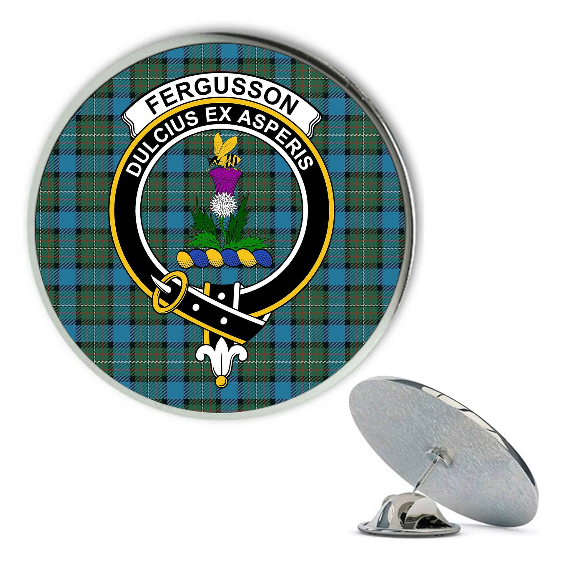 ScotsTee Shop Scottish Fergusson Ancient #2 Metal Tartan Lapel Pin Scottish Clan Crest Badge