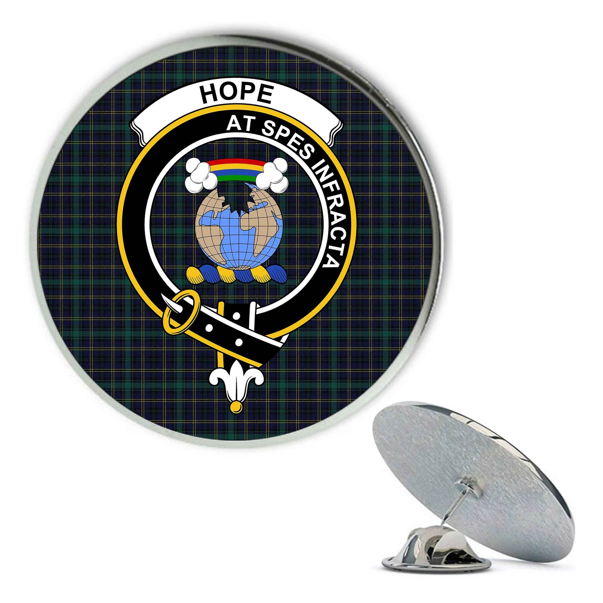 ScotsTee Shop Scottish Hope Vere Modern Clan Metal Tartan Lapel Pin Scottish Clan Crest Badge
