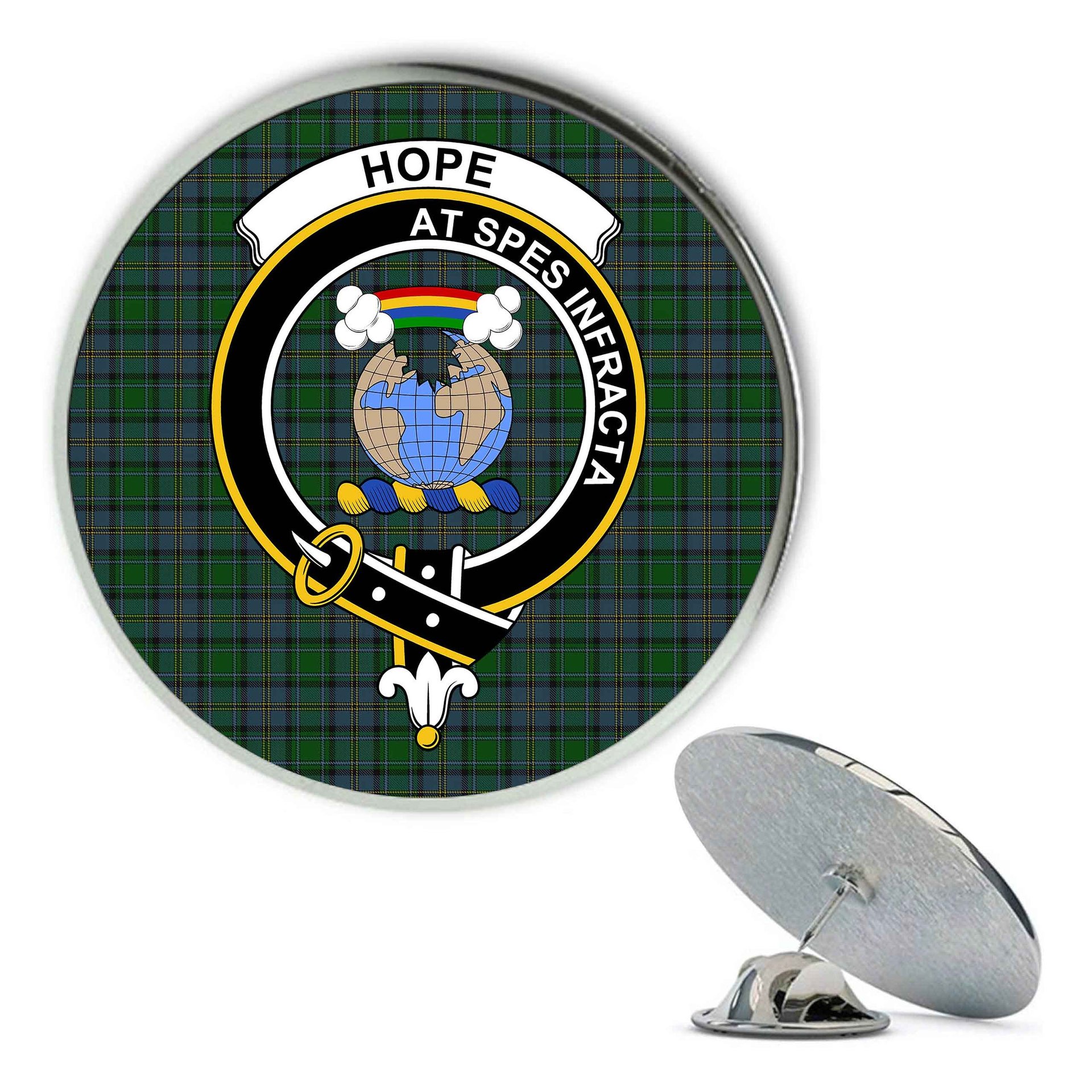 ScotsTee Shop Scottish Hope Vere Lochcarron Metal Tartan Lapel Pin Scottish Clan Crest Badge