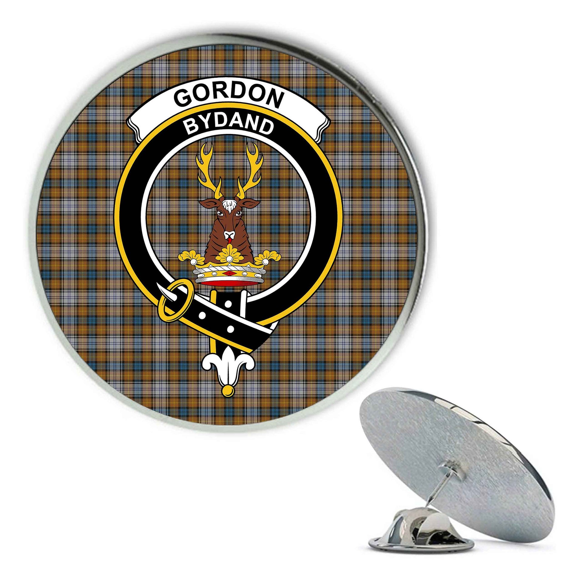 ScotsTee Shop Scottish Gordon dress 5 Metal Tartan Lapel Pin Scottish Clan Crest Badge