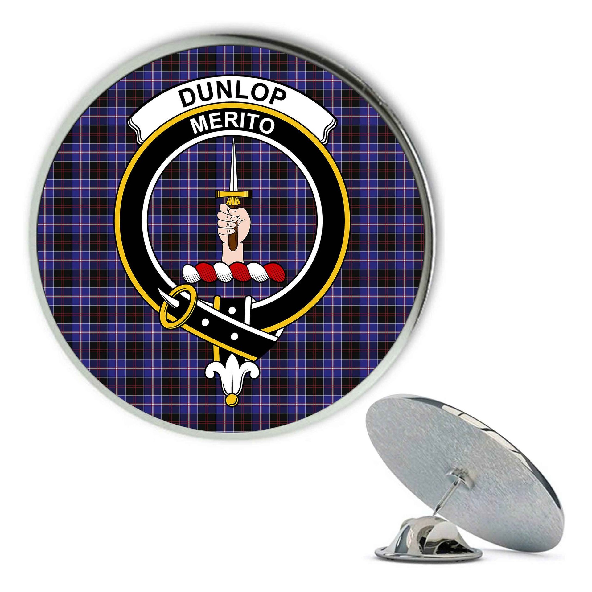 ScotsTee Shop Scottish Dunlop Modern Metal Tartan Lapel Pin Scottish Clan Crest Badge