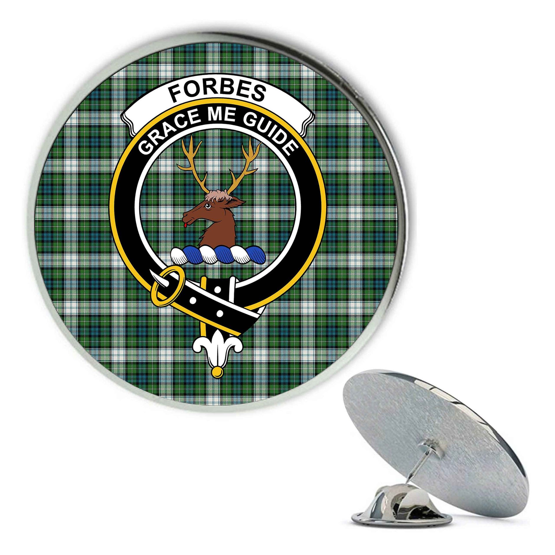 ScotsTee Shop Scottish Forbes Dress Ancient Metal Tartan Lapel Pin Scottish Clan Crest Badge