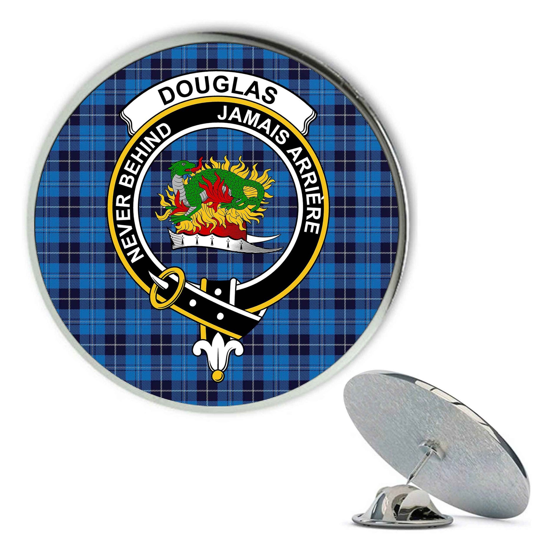 ScotsTee Shop Scottish Douglas Variation Metal Tartan Lapel Pin Scottish Clan Crest Badge