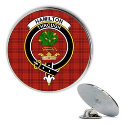 ScotsTee Shop Scottish Hamilton Red Ancient Metal Tartan Lapel Pin Scottish Clan Crest Badge