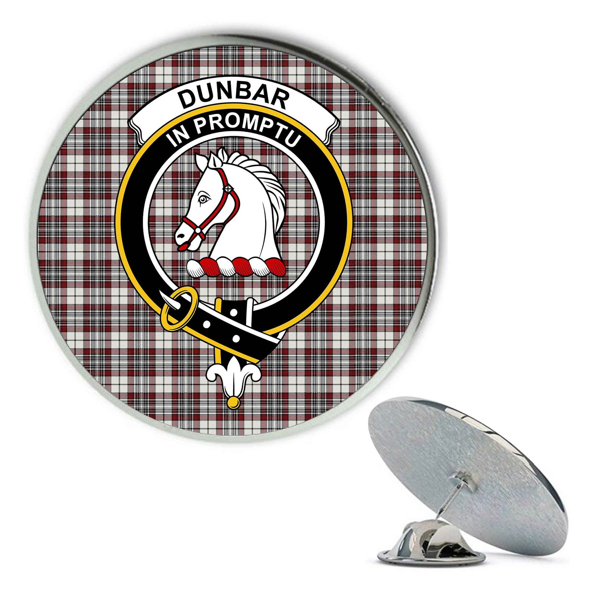 ScotsTee Shop Scottish Dunbar Plaid Modern Metal Tartan Lapel Pin Scottish Clan Crest Badge