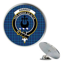 ScotsTee Shop Scottish Hannay Blue Modern Metal Tartan Lapel Pin Scottish Clan Crest Badge