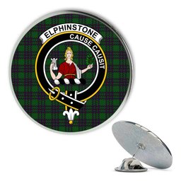 ScotsTee Shop Scottish Elphinstone Hunting Metal Tartan Lapel Pin Scottish Clan Crest Badge