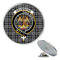 ScotsTee Shop Scottish Drummond Grey Modern Metal Tartan Lapel Pin Scottish Clan Crest Badge
