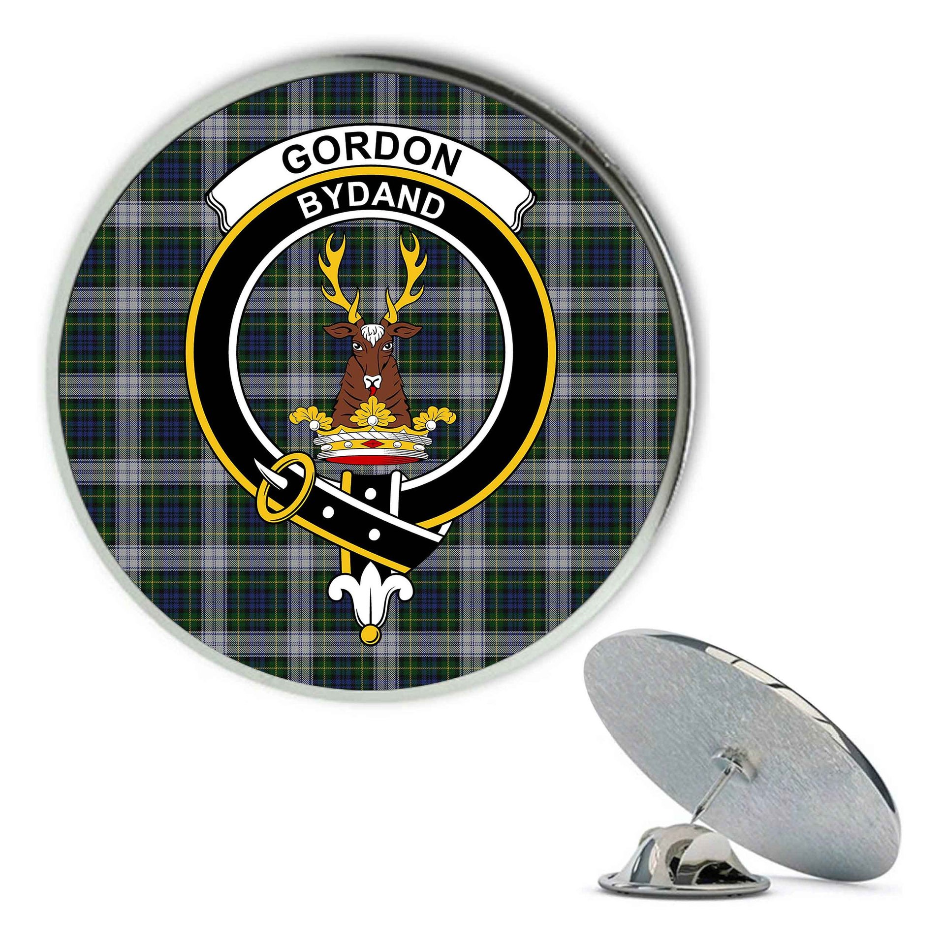 ScotsTee Shop Scottish Gordon Dress Metal Tartan Lapel Pin Scottish Clan Crest Badge